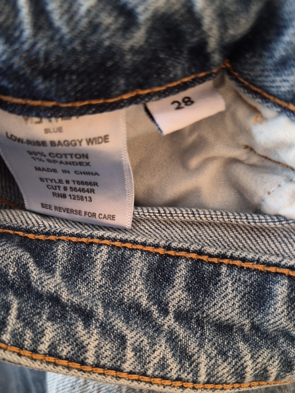 VERVET Low-Rise Baggy Wide Leg Jeans in Blue Waist 28 - Picture 6 of 6